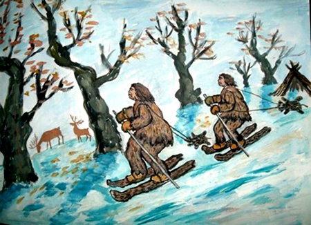 古阿勒泰人滑雪狩猎图