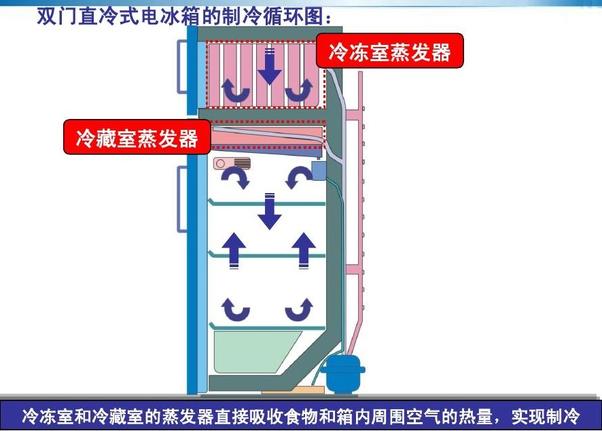 图3 - 双门直冷式冰箱的制冷循环（图片来源：文档网）