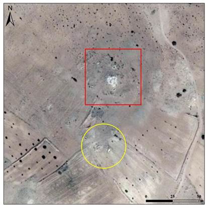 Site 10-黄圈为新发现古墓葬遗址，红色为已堡垒遗址
