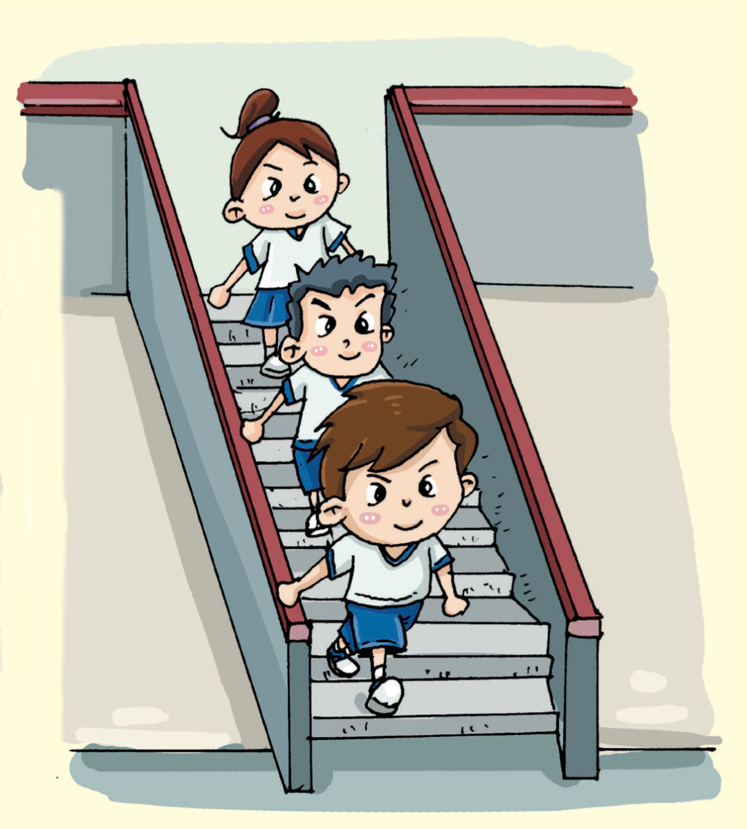 六一儿童节安全教育上下楼梯安全六一科普插画图片-千库网